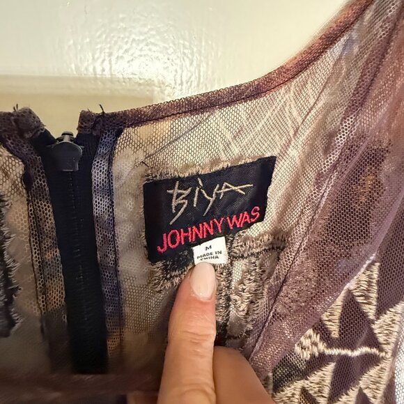 Biya Johnny Was Mesh Mebroidered Sheer Maxi Dress with Slip - Picture 6 of 6